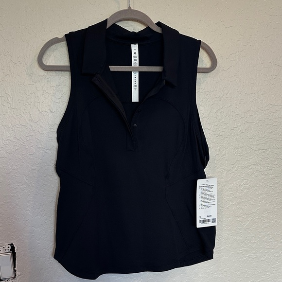 lululemon athletica Tops - Lululemon Athletica Black Sleeveless golf polo size 12 Brand new with tags